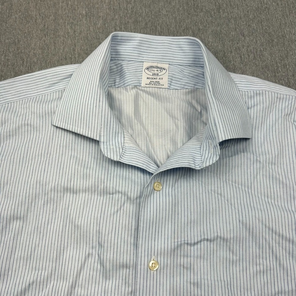 Brooks Brothers Regent Fit Button Up Long Sleeve Dress Shirt Mens 17.5-4/5 Blue - Picture 4 of 13
